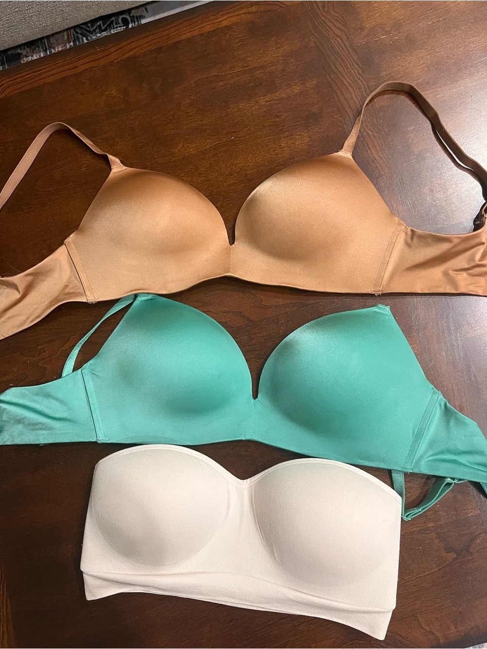 Auden Three-Piece Smooth Bra Set - Tan, Teal, Nude